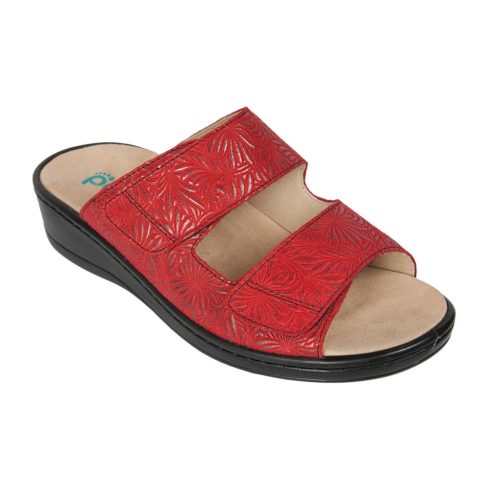 Podiart női papucs piros virág mintás