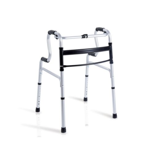 Lépcsőzetes felállást segítő állítható magasságú összecsukható járókeret 4 fogantyúval