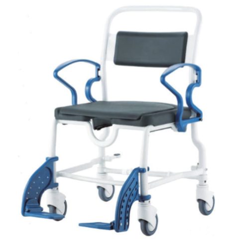 Denver nagy teherbírású gördíthető szoba wc zuhanyszék egyben 175 kg 58 cm ülő szélesség