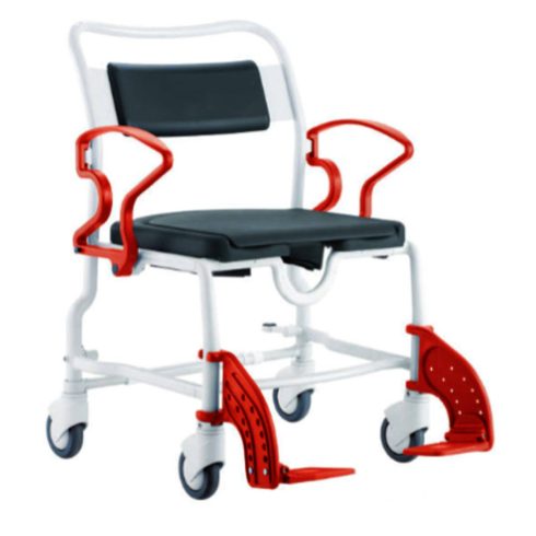 Atlanta nagy teherbírású gördíthető szoba wc zuhanyszék egyben 175 kg 64 cm ülő szélesség