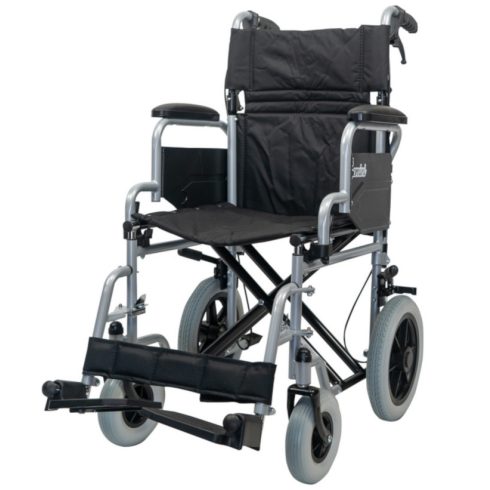 Transport kerekesszék Gemini 12" lehajtható háttámlával, segítő fékkel 81130X