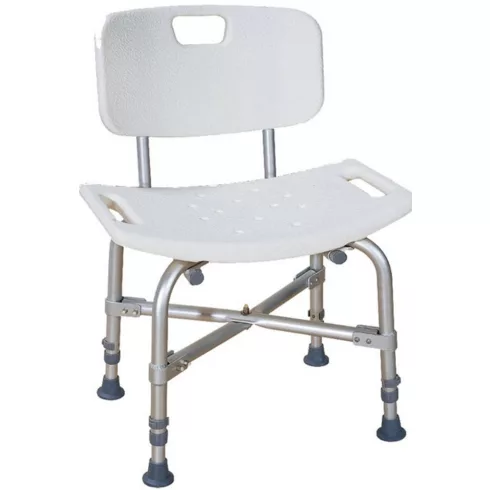 Nagy teherbírású fürdetőszék állítható lábakkal, háttámlával 225 kg teherbírás