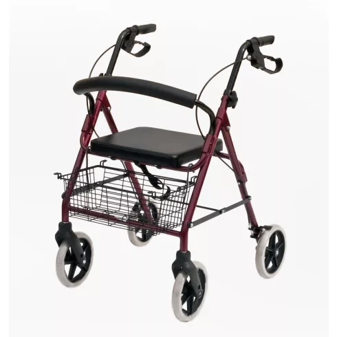 Walker Rollátor vörös színben max. teherbírása 100 kg