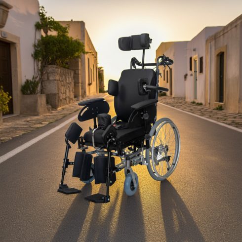 DIONE I Komfort kerekesszék párnázott üléssel dönthető háttámasszal 24" QR kerékkel