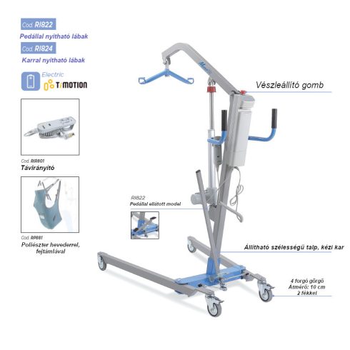 Betegemelő lift akkumulátoros működtetés pedálos Moevo RI822 150 kg-ig