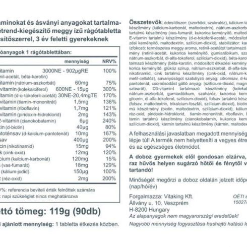 Vitaking gyerek multivitamin 90 rágótabletta meggyes