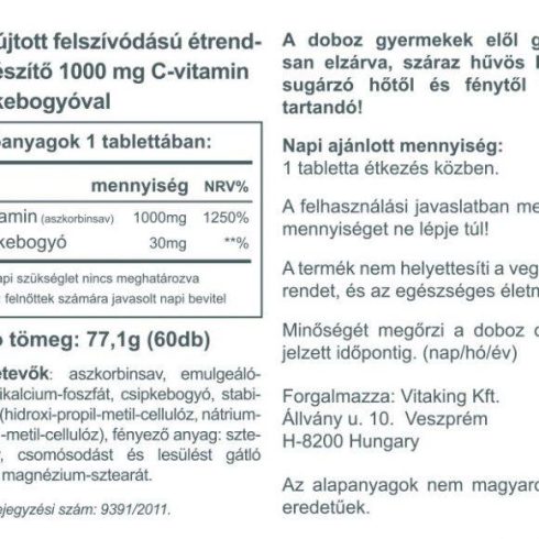 Vitaking C-1000 TR csipkebogyóval 60 tabletta