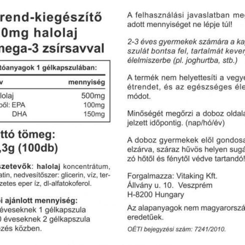 Vitaking Omega-3 Kids 500 mg 100 kapszula
